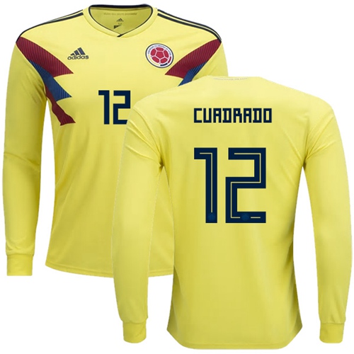 Colombia #12 Cuadrado Home Long Sleeves Soccer Country Jersey